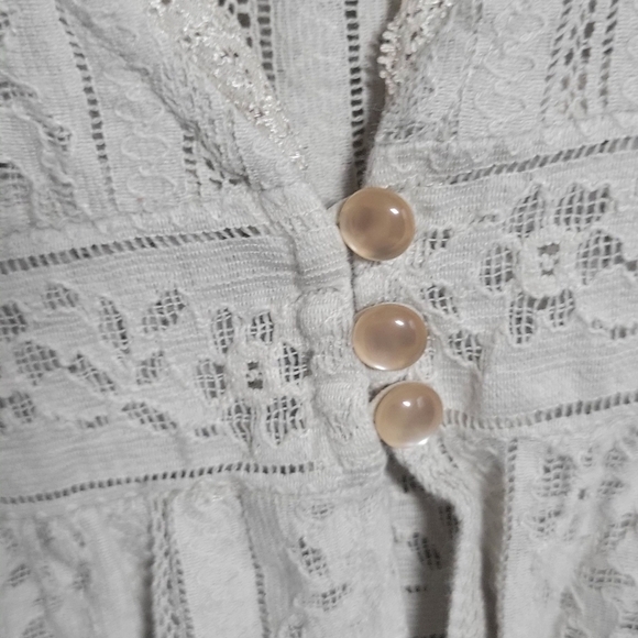 Grove Victorian style lace Elbow length sleeve cardigan medium cream sheer - Picture 2 of 7